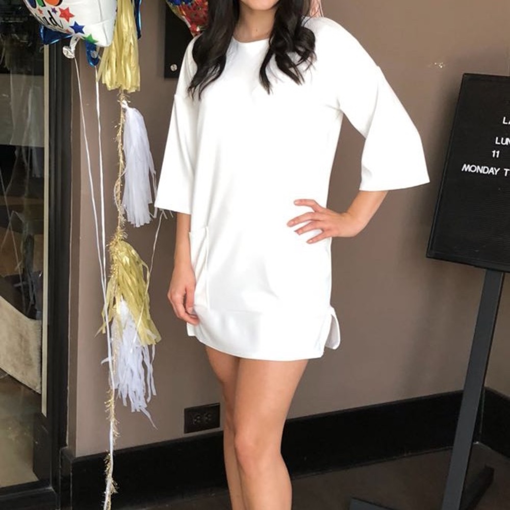 Misguided white dress with pockets